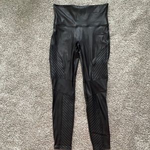 Spanx Faux Leather Moto Leggings Size XL Black